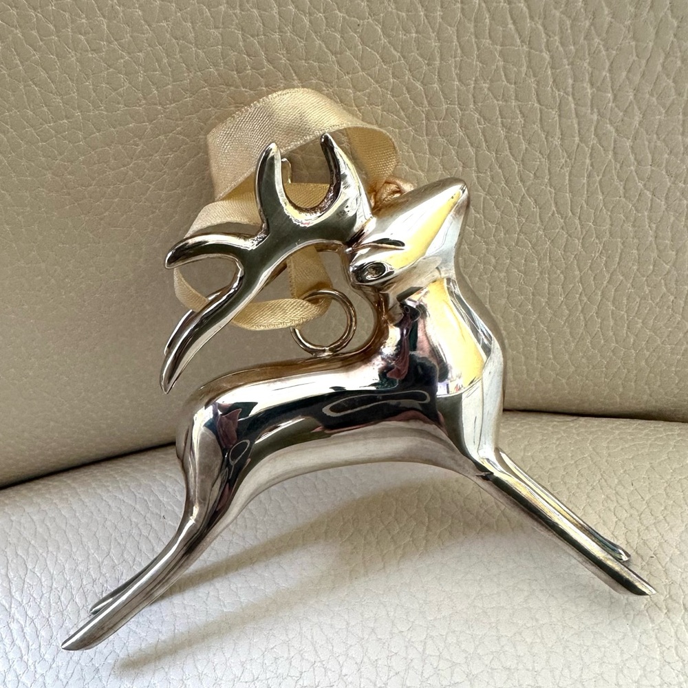 Pottery Barn NWOT Vintage Silver Reindeer Holiday Christmas Ornaments